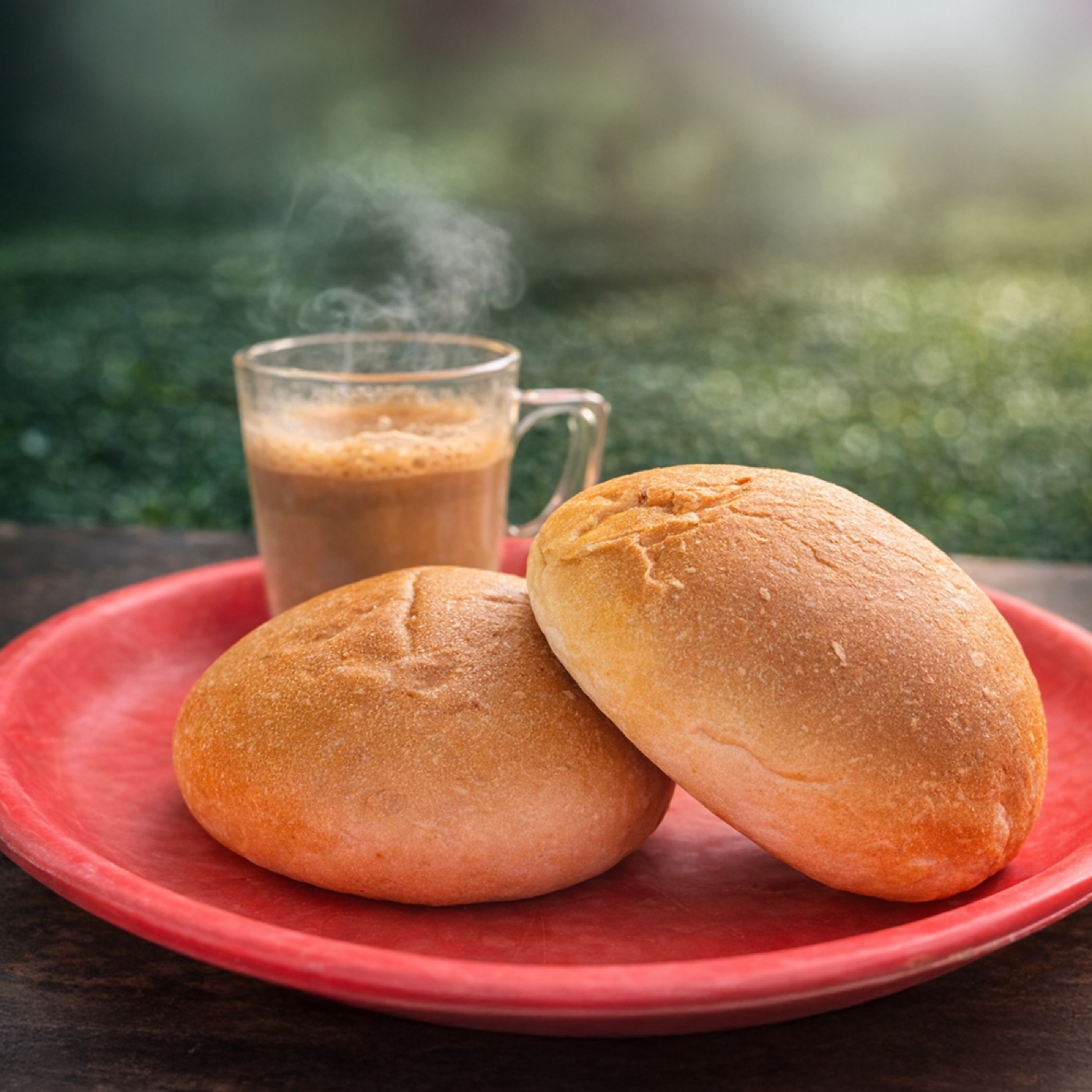 Soft tea buns served with hot tea